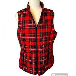 RELATIVITY Red Plaid Quilted Vest Size Large